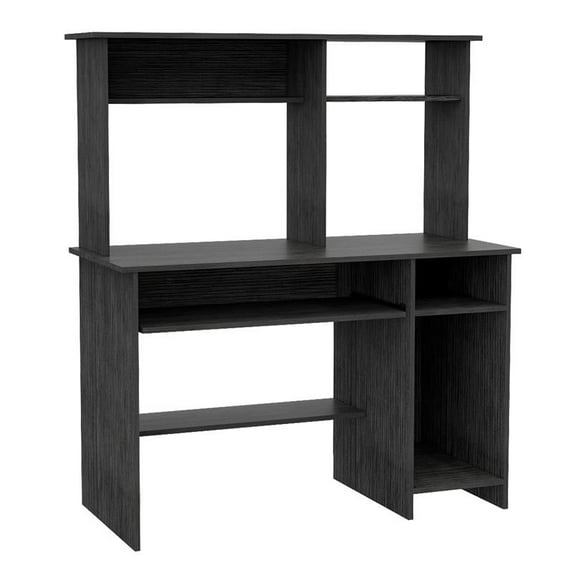 Tuhome Charcoal Modern Engineered Wood Compu 120 Desk With Hutch