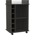 thumbnail image 1 of Tuhome Dukat Bar Cart,Two Shelves, Six Built-in Wine Rack, Four Casters -Espresso, 1 of 9