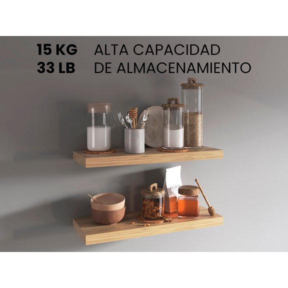 TUHOME Ecco Floating Shelves Set of 2, 31.5-Inch Wall Shelf with Hidden Brackets, Wood