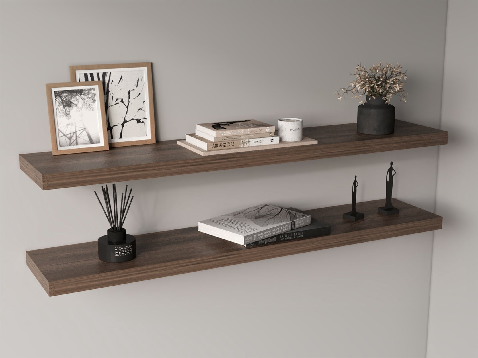 TUHOME Ecco 47-Inch Floating Wall Shelves Set of Two with Hidden Brackets, Space-Saving