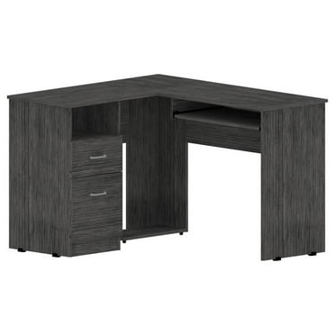 Tuhome - Engineered Wood Modern Mix L-Shaped Desk - Smoky Oak