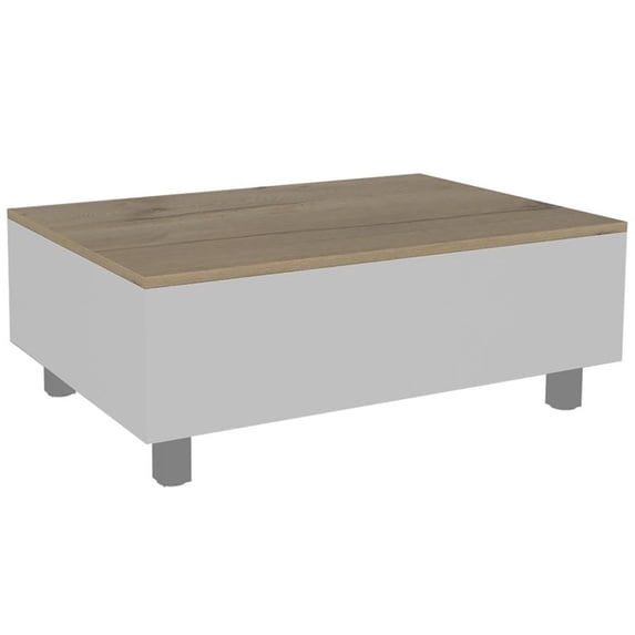 Tuhome Furniture Gambia Lift Top Rectangular Coffee Table in White/Light Oak