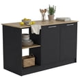 thumbnail image 1 of Juniper Kitchen Island with Large Top Surface, Double Door Cabinet, and Open Shelves Black / Macadamia, 1 of 7
