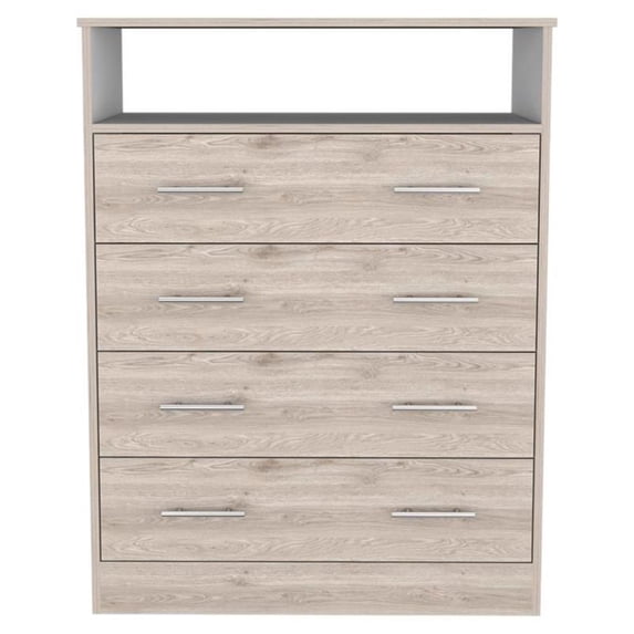 Tuhome Furniture Peru L Engineered Wood 4-Drawers Dresser in Light Gray/White