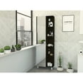 thumbnail image 1 of Tuhome Furniture Urano 62" Linen Cabinet with Open Storage and Mirror in Black, 1 of 12