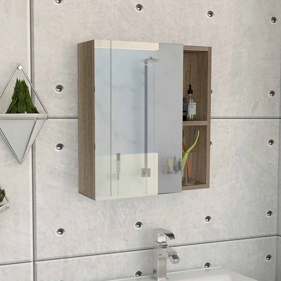 Tuhome Labelle Medicine Cabinet with Mirror- Mirrored - Engineered Wood