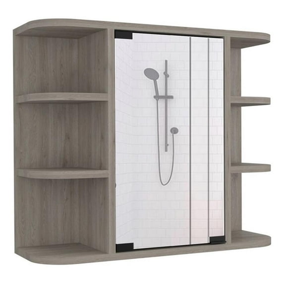 Tuhome Milan Mirrored Ash finish Engineered Wood Medicine Cabinet with shelves