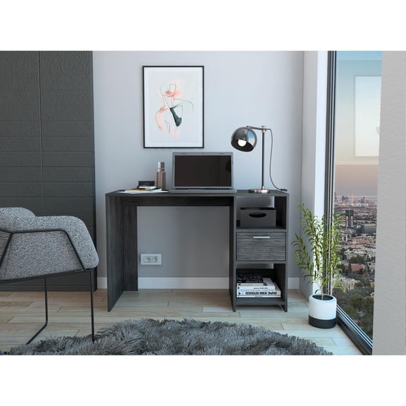 Tuhome Omma Computer Desk with One Drawer, Two Open Shelves, Modern Design, Home Office