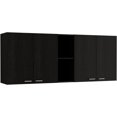 thumbnail image 1 of Tuhome Portofino 150 Wall Cabinet, Double Door, Two External Shelves, Two Interior Shelves -Black, 1 of 8