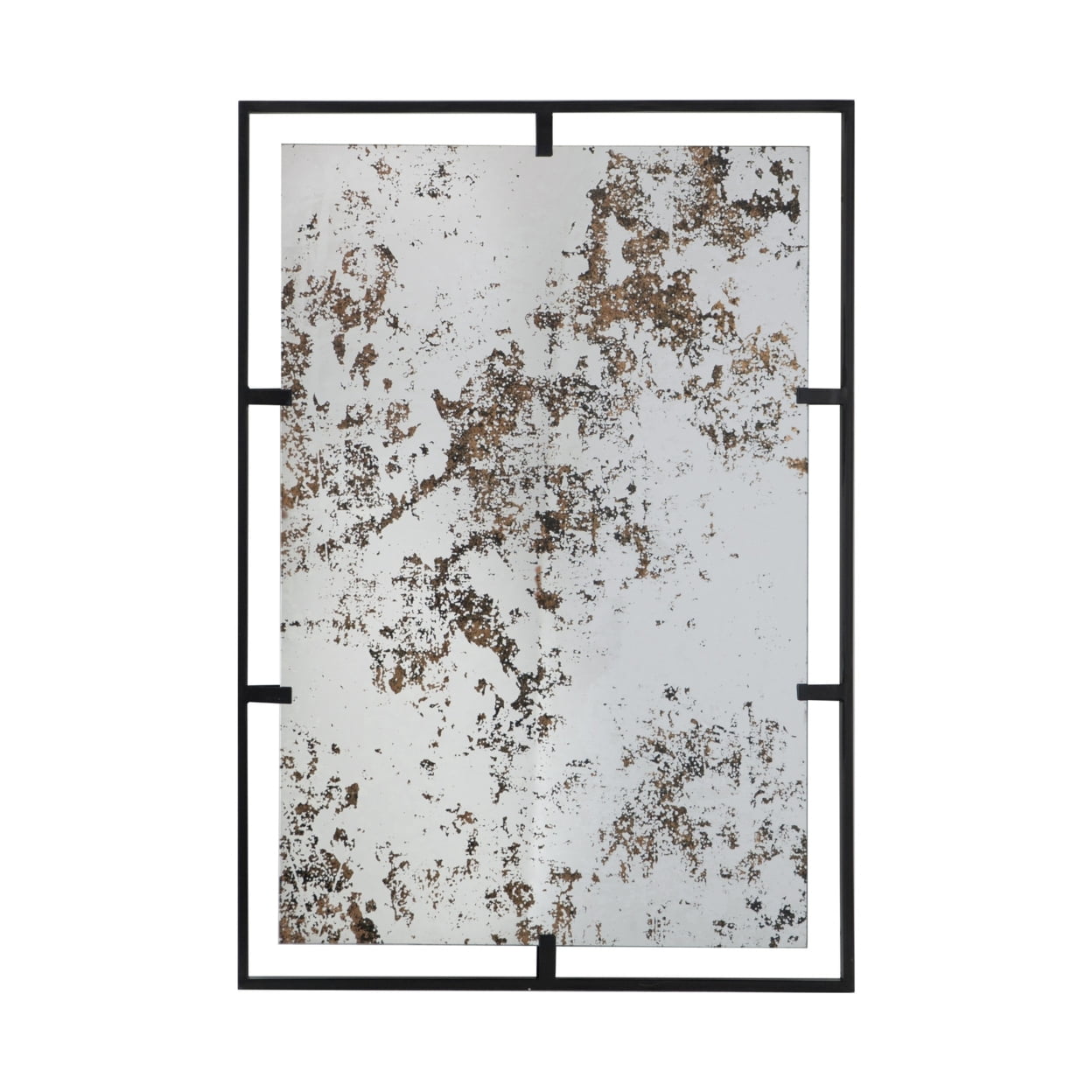Rustic Charm 32" Black Metal Framed Rectangular Dresser Mirror