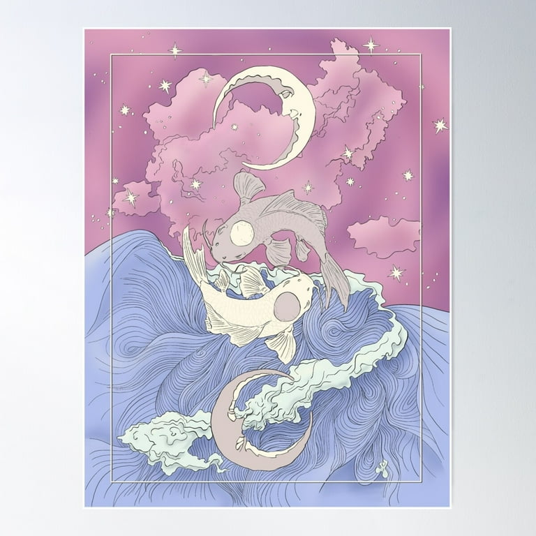 Tui And La, Moon And Ocean Spirits Art Nouveau Poster Wall Art