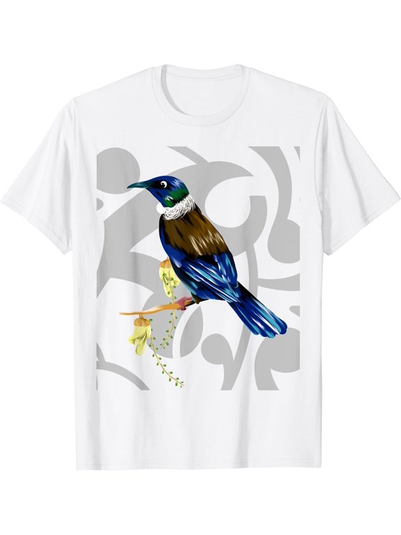 Tui New Zealand Bird Maori Koru Pattern T-Shirt