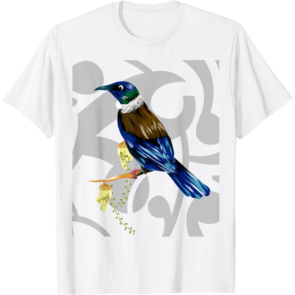 Tui New Zealand Bird Maori Koru Pattern T-Shirt