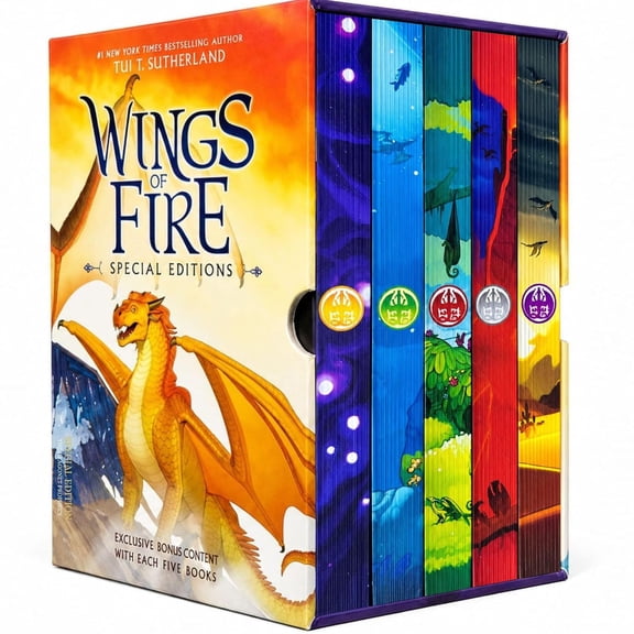 Tui T. Sutherland Wings of Fire Special Edition Box Set Books 15 The Dragonet Prophecy, The Lost Heir, The Hidden Kingdom, The Dark Secret & The Brightest Night