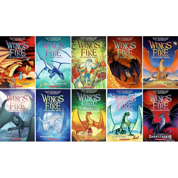 Tui T. Sutherland Wings of Fire Graphic Novels 10 Books Collection Set Graphix Edition (Books 19 + Darkstalker Prequel)