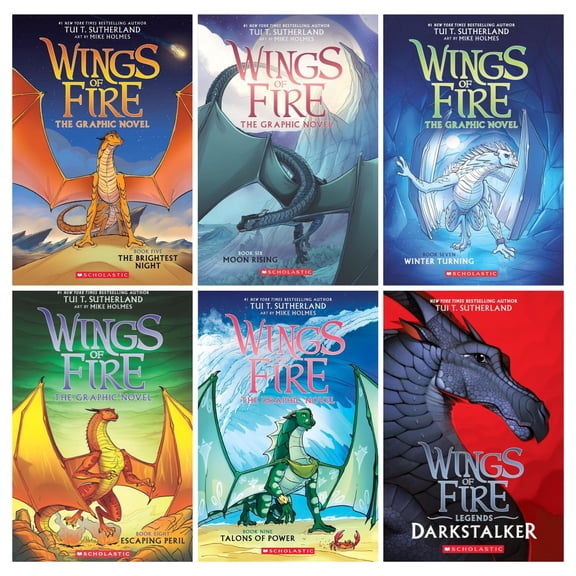 Tui T. Sutherlands Wings of Fire Books 59 and Darkstalker Graphic Novel Bundle (The Brightest Night Moon Rising Winter Turning Escaping Peril Talons of Power Darkstalker)