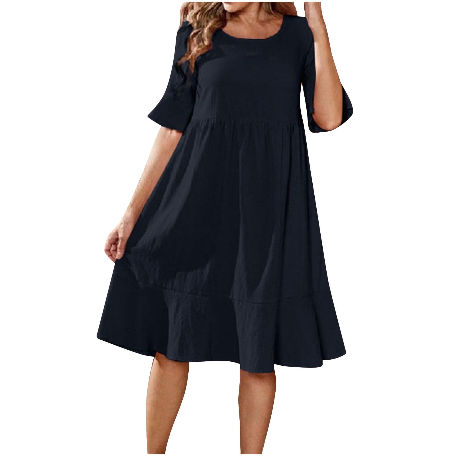 ZENNILO Plus Size T-Shirt Dress For Women – Flowy Swing Dress With Pockets, Floral Print, Casual Tunic - View #8