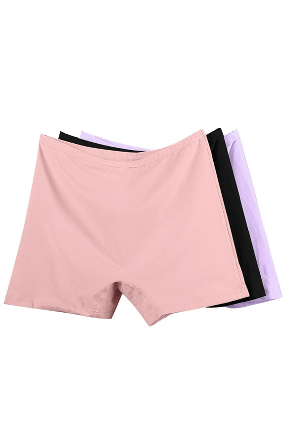Womens Cotton Boy Shorts Underwear 3 Pack Plus Size No Show Panties Moisture Wicking Workout Underpants Breathable booty shorts XL-6XL
