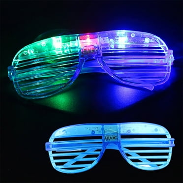 Tuitoonm Light Up Glasses Party Supplies Glow Glasses Costumes Neon Flashing Plastic Shutter Shades Kids Adult In Dark Party Favors Pool Party