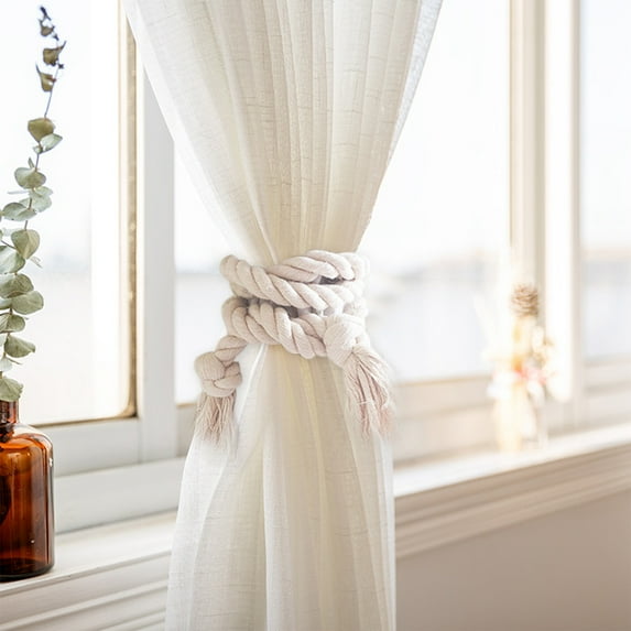 Tuitoonm Magnetic Curtain Tiebacks 1pc Twisted Knot Drape Holdbacks For Home and Office Curtain Buckles With Woven Rope For Decoration