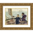 thumbnail image 1 of Tuke, Henry Scott 14x11 Gold Ornate Wood Framed with Double Matting Museum Art Print Titled - The Steering Lesson, 1 of 4