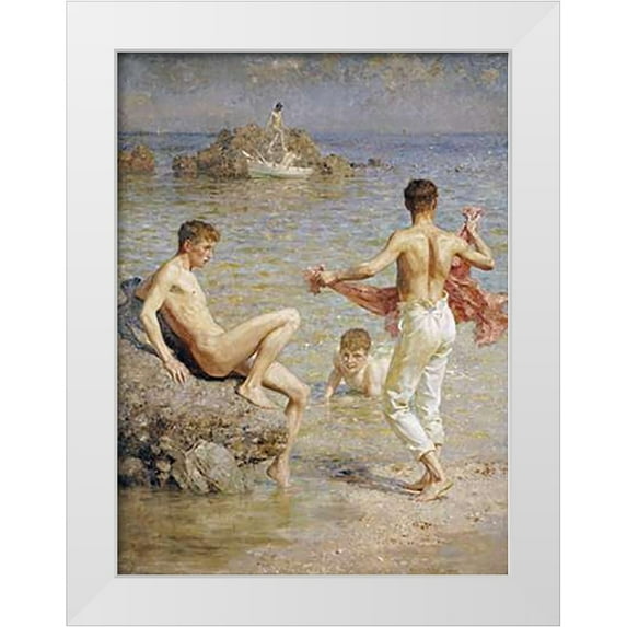 Tuke, Henry Scott 25x32 White Modern Wood Framed Museum Art Print Titled - Gleaming Waters