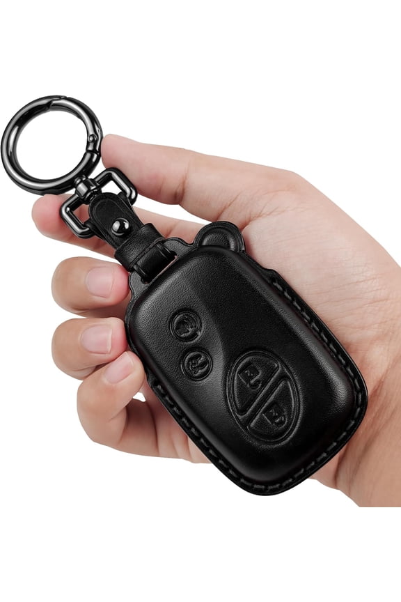 Tukellen for Lexus Key Fob Cover Leather with Keychain Compatible with 2005-2018 Lexus ES350 GS300 GS350 GS430 GS450h ISC IS250 IS350 LS460 LS600h Smart Remote-Black