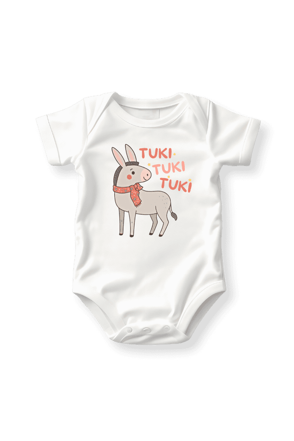 Tuki Donkey Spanish Baby Bodysuit, Newborn Outfit, Baby Clothes, Gift for Children 0-3m White