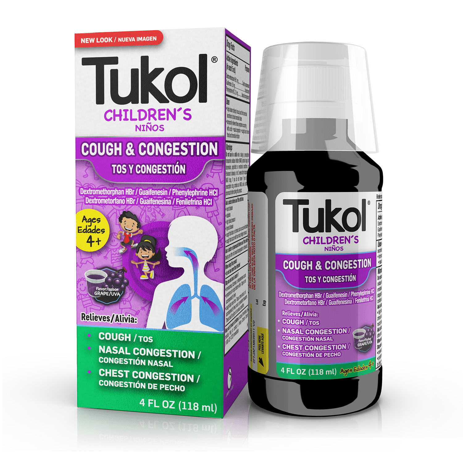 Tukol Cough & Cold Grape Flavor Liquid Cold Medicine for Children 4 fl