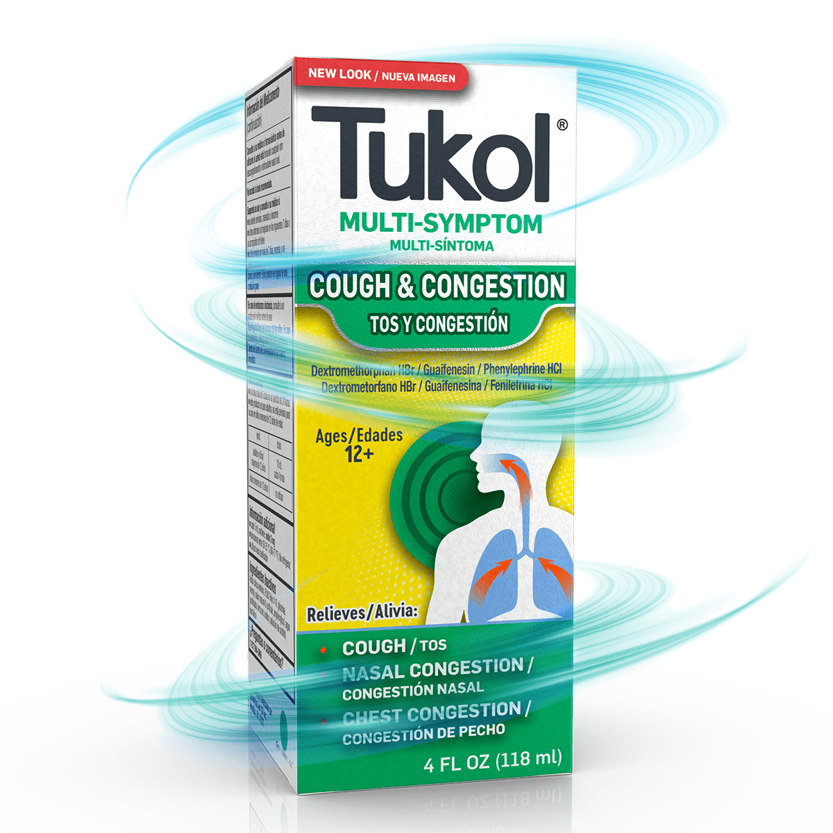 Tukol Cough & Congestion, Nasal Decongestant, Multi-Symptom Cold Relief Syrup, 4 fl oz