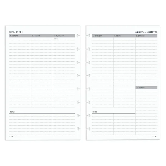 Tul Discbound Weekly/Monthly Refill Pages, January To December 2021,