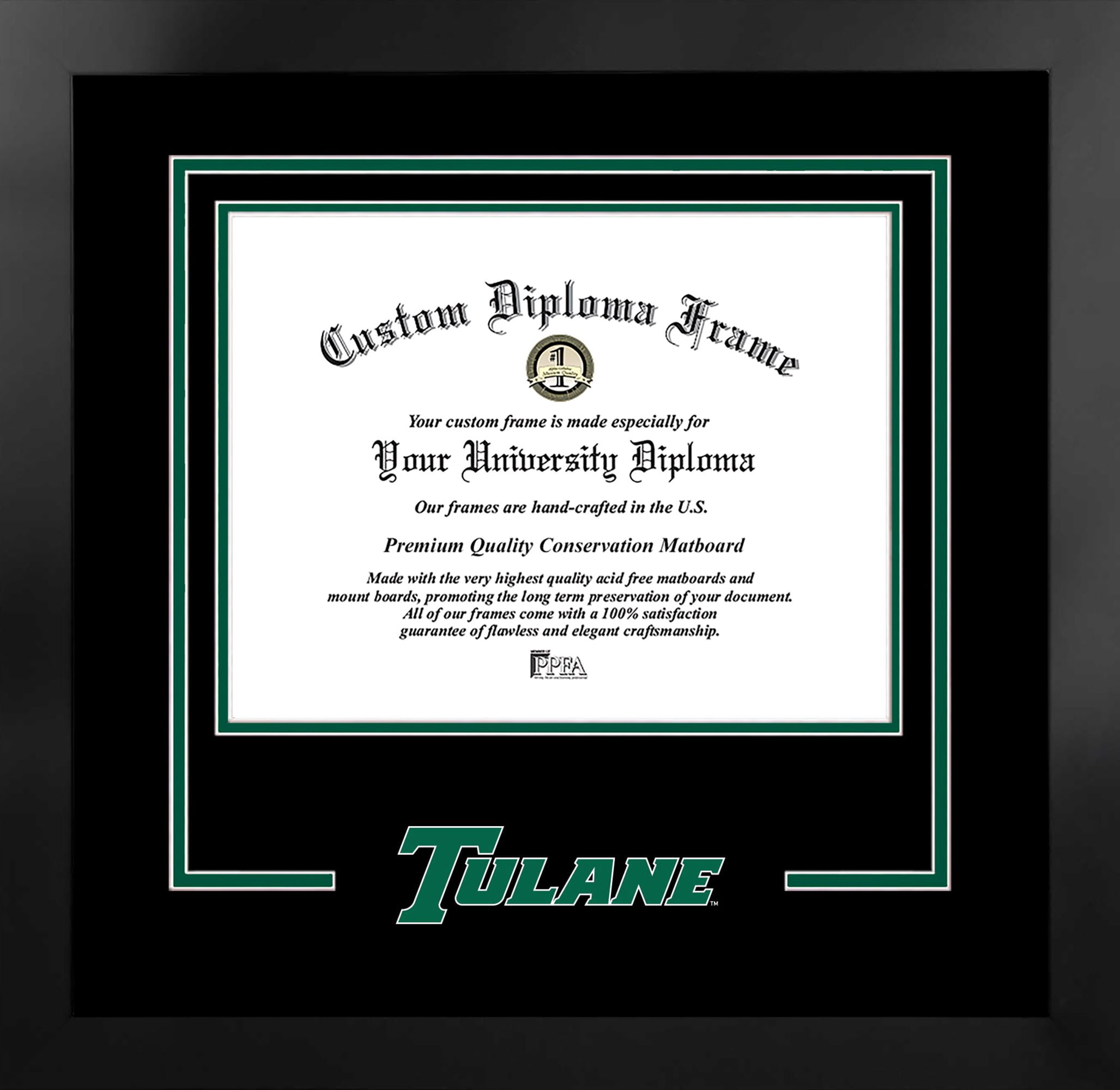 Tulane University 17w x 14h Spirit Diploma Manhattan Black Frame with Bonus Campus Images Lithograph (value savings $59)