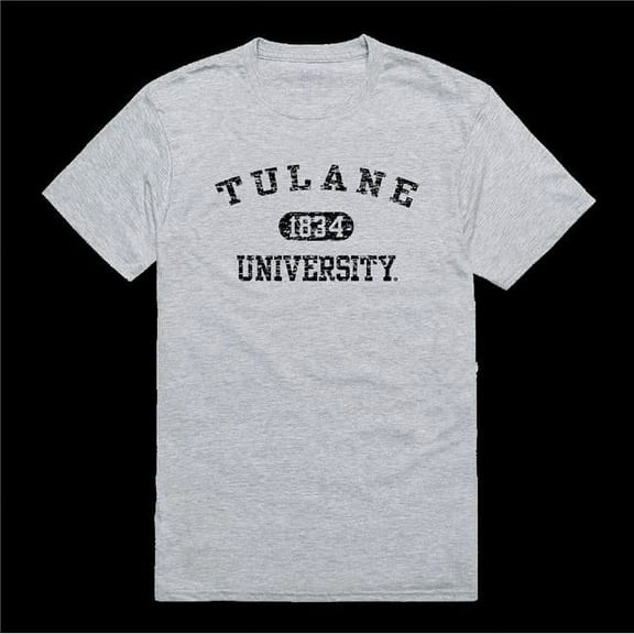 Tulane University Green Wave Distressed Arch College T-Shirt, Heather Grey - Extra Large