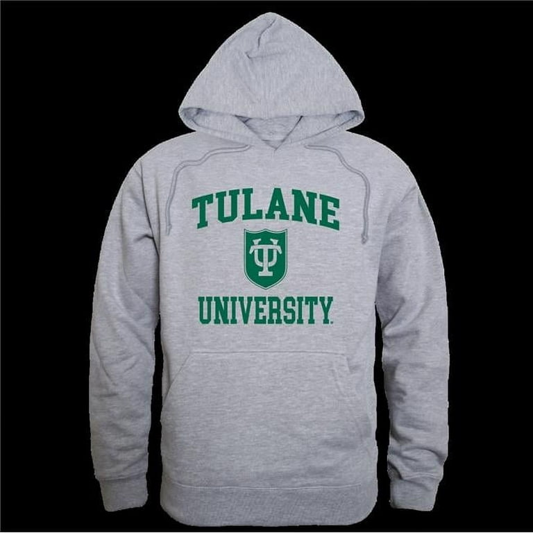 Tulane University Green Wave Seal Hoodie, Heather Grey Small