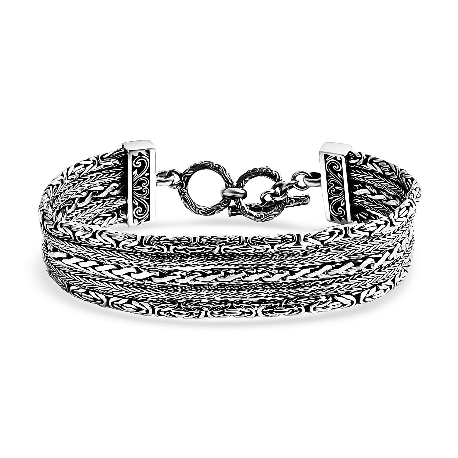 Tulang Naga Borobudur Padian Weaves Flat Chain Bracelet Silver 7.258.0In