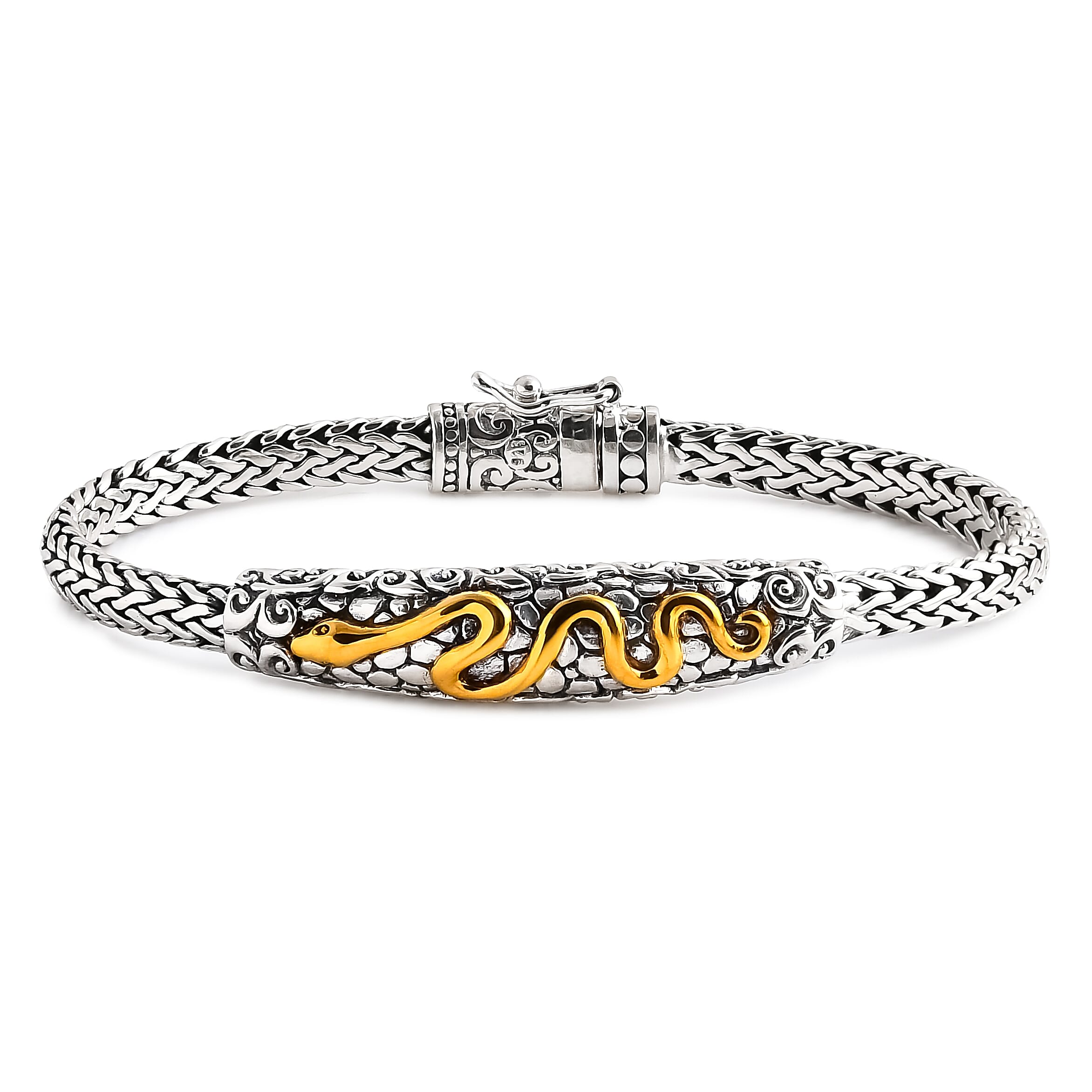 SHOP LC DELIVERING JOY Tulang Naga Chain with Snake Bracelet in 22K Vermeil Yellow Gold Over and Sterling Silver 7.25 In 22.90 Grams Gifts
