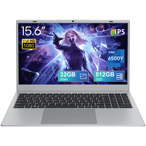 Tulasi 2026 New 15.6” Laptop Computer, Massive 32GB RAM 512GB SSD Intel Pentium Gold 6500Y up to 3.4GHz 1080P FHD Display WiFi5 BT5.0 Silver Streaming Everyday Computing