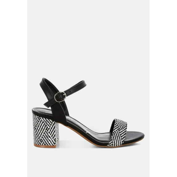Tulata Raffia Pin Buckle Block Heels