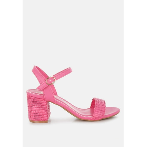 Tulata Raffia Pin Buckle Block Heels