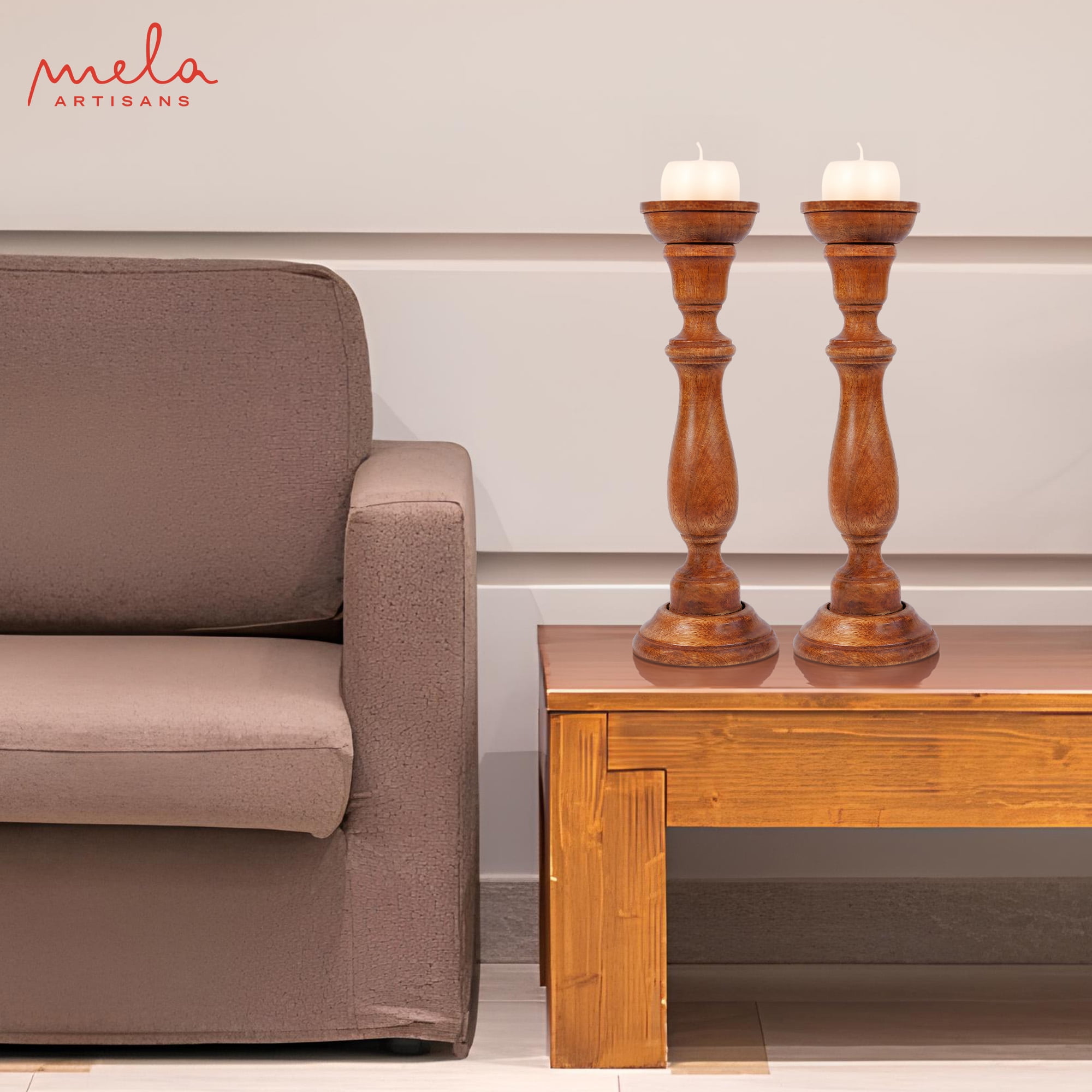 Tuli Candle Holders for Pillar Candles (Medium Polish, Set of 2