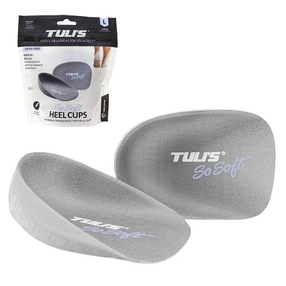 Tuli's So Soft Heavy Duty Gel Heel Cups for Plantar Fasciitis, Sever's Disease, and Heel Pain Relief, 1 Pair, Regular