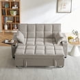 thumbnail image 1 of Tulib 3-in-1 Convertible Sofa Bed, Pull Out Loveseat Couch with Adjustable Backrest/USB Charging Ports/Cup Holder/Swivel Side Table, Perfect for Living Room, Khaki, 1 of 10