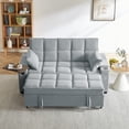 thumbnail image 1 of Tulib 3-in-1 Convertible Sleeper Sofa Bed, Pull Out Loveseat Couch with USB Charging Ports, Cup Holder & Swivel Side Table for Small Spaces, Light Gray, 1 of 10