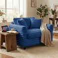 thumbnail image 1 of Tulib 46.5" Accent Chair, Corduroy Reading Chair with Pillows, Modern Arm Chair for Living Room Bedroom Office and Apartment, Blue, 1 of 7