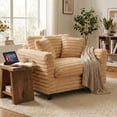 thumbnail image 1 of Tulib 46.5" Corduroy Accent Chair, Comfy Reading Chair for Living Room Bedroom Office and Apartment, Modern Armchair with Pillows for Adults, Light Brown, 1 of 7