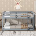thumbnail image 1 of Tulib Low Bunk Bed Twin Over Twin, Bed Frame with Ladder, Safety Guardrails & Reinforced Slats, for Bedroom & Dorm, Gray, 1 of 7