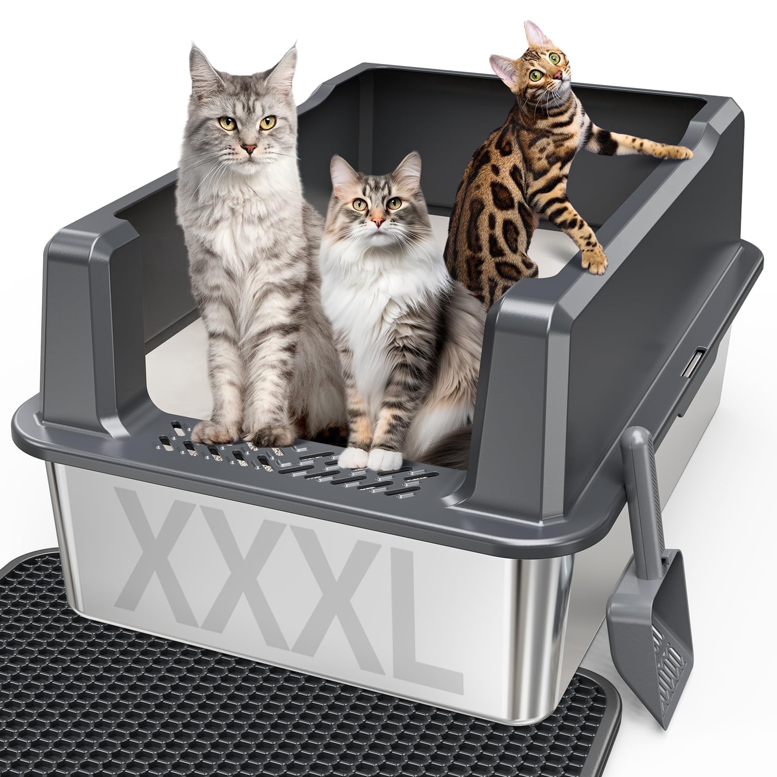 Tulib XXXL Stainless Steel Litter Box, 26