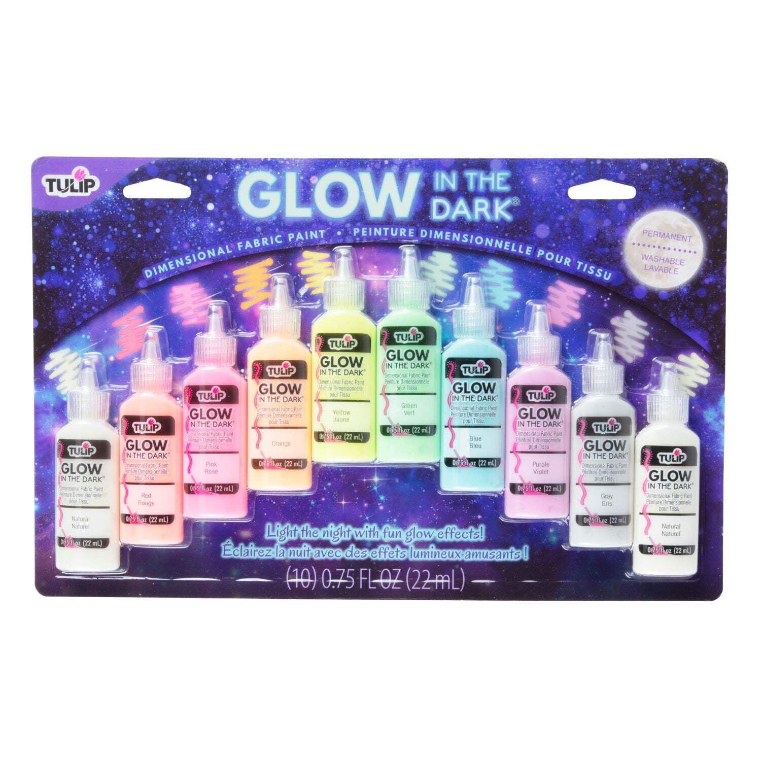 Tulip 0.75 fl oz Dimensional Fabric Paint Glow In The Dark 10 Pack