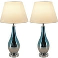 thumbnail image 1 of Tulip 28 in. Blue Chrome Ombre Indoor Table Lamp with Shade, Set of 2, 1 of 6