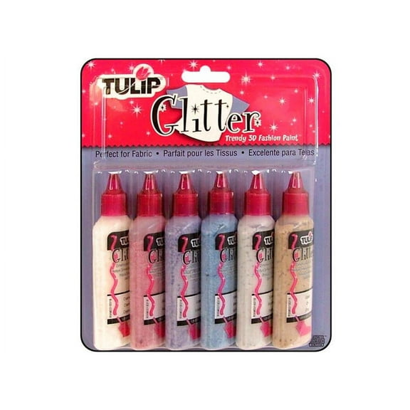 Tulip 3D Fabric Paint Set Glitter 6pc